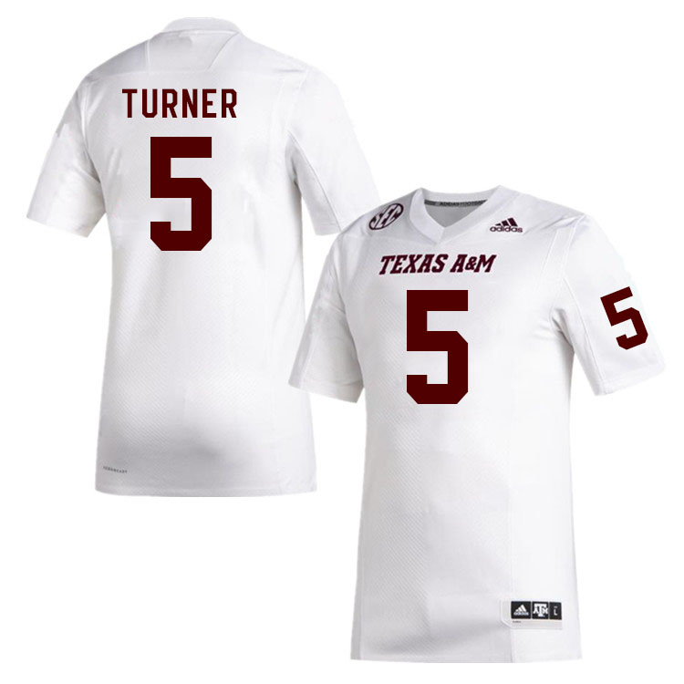 Men #5 Shemar Turner Texas A&M Aggies College Football Jerseys Stitched Sale-White
